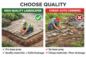 Compare all aspect of Rockalnd County Landscaping companies- design, materials, base preparation, instation quality, not just price.