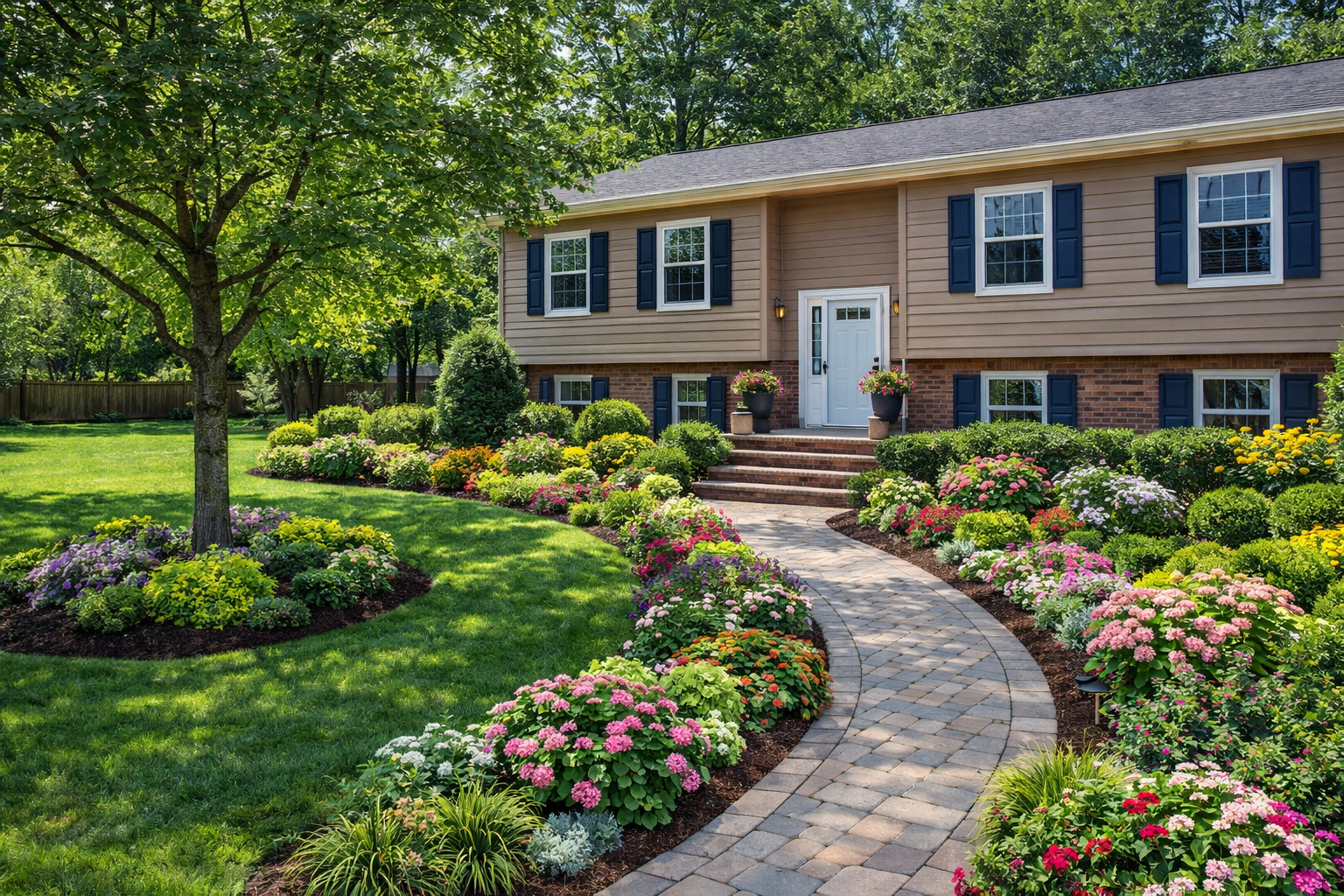 Rockland County landscape desing, paver walkway, strits and front yard transformation.